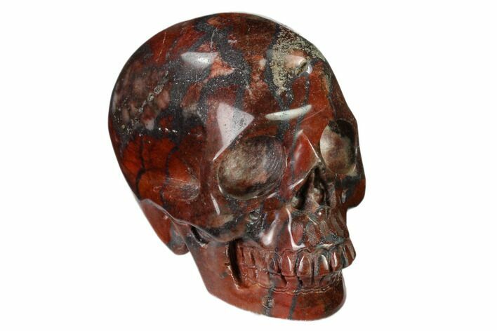 Realistic, Polished Red Picture Jasper Skull #150945